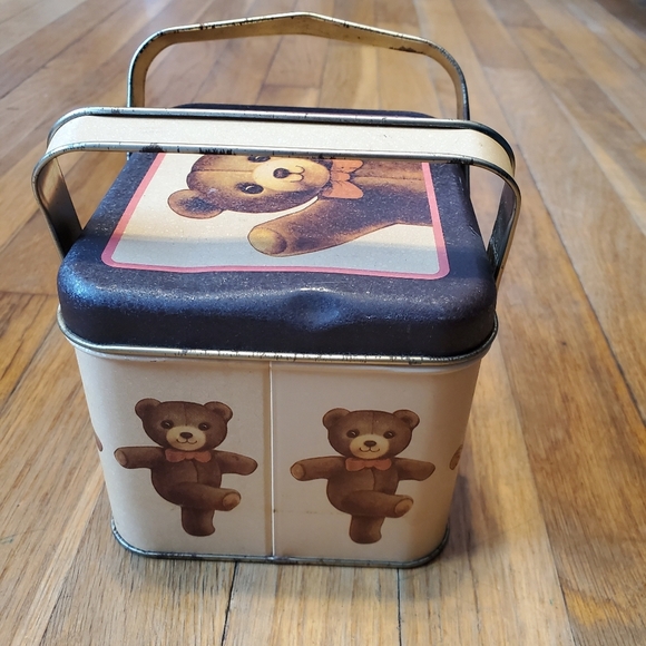 Vintage 1983‎ bristolware chein industries teddy bear metal tin with handles - Picture 4 of 8